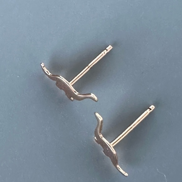 Rose Gold Dinosaur Stud Earrings - Picture 4 of 12